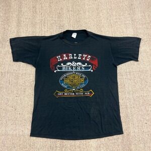 Vintage Harley Davidson Shirt Mens Large Black 1980s New York Brooklyn